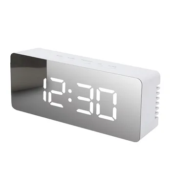 LED цифров електронен огледален alarm clock настолен малък будилник нощни часове лека нощ без звук USB електронни часовници
