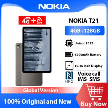 Глобалната версия на Nokia T21 Tablet PC с гласови разговори от 4 GB RAM памет И 128 GB ROM 4G WiFi, NFC Unisoc T612 10,36 инча 8200 mah 8-Мегапикселова Камера Android 12