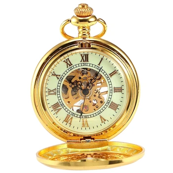 Луксозни златни светещи механични часовници джобни