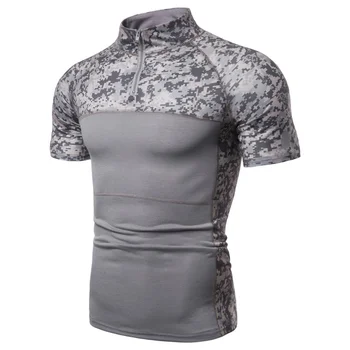 Мъжки тактическа тениска, камуфляжная тренировочная военно облекло, блузи, спорт на открито, фитнес, еластична тениска голям размер, дълъг къс ръкав