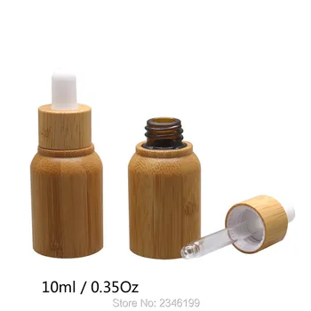 10 мл, 10 бр./лот, е бамбук козметична бутилка-краен, елегантен контейнер за етерични масла 