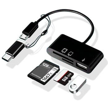 3 В 1 Многопортовый Hub Конвертор Type-c/Micro-B/ Micro USB A USB OTG Адаптер TF SD Четец на карти Памет за Android и лаптопи