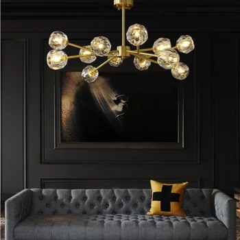 Led Окачен Лампа на Американската кристален Полилей луксозна Лампа украса на хола спални мед молекулна