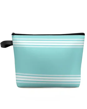 Aqua Stripes, косметичка за селска къща, чанта за пътуване, женски козметични чанти, тоалетка органайзер, молив случай за съхранение