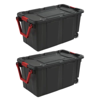Индустриална чанта за количка Sterilite обем 40 литра, пластмасова, черна, комплект от 2