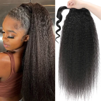 Unice Hair Афро-кок експозиции, опашка, 100% куп от човешки косъм, за жени, къдрав кок за коса разширения, клипса за прически