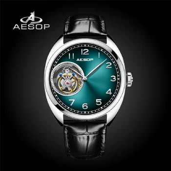 AESOP Истински летящ с часовников механизъм с турбийоном на Марката часовници за мъже, механични часовници с виртуален скелет, водоустойчив ръчен часовник, новост 7056
