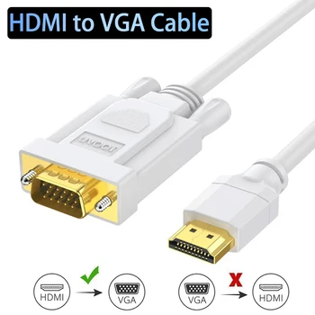 HDMI-VGA Позлатени Дисплейный HDMI Порт-VGA Кабел С покритие Бял 3 Метра Кабел между фоно свещи За КОМПЮТЪР, Проектор, Компютърен Адаптер