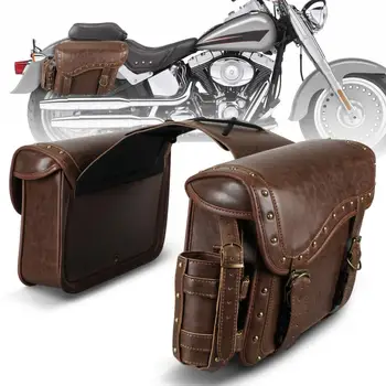 Реколта кожени мотоциклетни трактор преглед чанти, водоустойчив багаж чанта на задната седалка на мотоциклет, трактор преглед чанти за Harley Yamaha Kawasaki Suzuki BMW