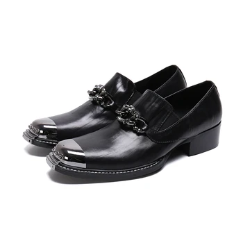 Италианската есенно-зимни официалната обувки, елегантни однотонная офис обувки с остър пръсти за почивка, мъжки бизнес обувки от естествена кожа