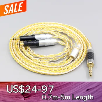 LN007469 8-жилен сребристо-златно сплетен слушалки, кабел за слушалки Audio-Technica ATH-R70X