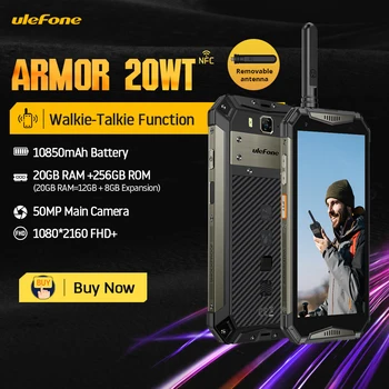 (Новост 2023 г.) Ulefone Armor 20WT издръжлив и водоустойчив смартфон DMR преносима радиостанция 10850 ма мобилни телефони, 20 + GB 256 GB телефон Android