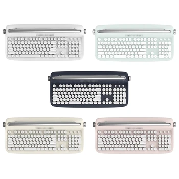 Модни Корея, Bluetooth-съвместима Клавиатура за Пишеща машина в Ретро стил Steampunk 108 Клавиши Точков Офис Безжична Ръчна Клавиатура