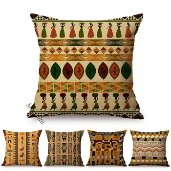 Африканска традиция, култура, художествен модел, декоративна калъфка за възглавница, екзотичен геометричен стил, памучен бельо калъфка за дивани, калъфи за мека мебел
