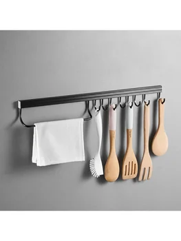 Кухня-часова Черен космически алуминиев държач за инструменти за килер с една перекладиной за удобно съхранение на ножове в ивицата Accessori Per La Cucina