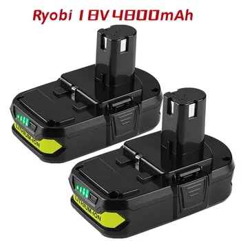 Усъвършенстване на литиево-йонна батерия Ryobi 18V капацитет от 4,8 Ah, която е съвместима с Ryobi 18 Volt ONE + Plus P107 P108 P102 P103 P104 P105 P109