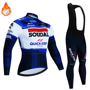 Soudal Quick Step Мъжки зимен комплект от джърси за велоспорта, термо-руното облекло 2023 година, планински велосипед, мотор облекло Ropa Maillot Ciclismo