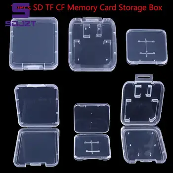 10 бр. Прозрачни SD TF CF Кутия за съхранение на карти с памет Притежателя на Скоростната Защитен калъф Карта с памет Прозрачен пластмасов калъф