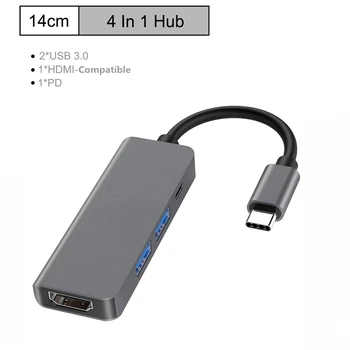 4 В 1 USB-C HUB Type C е Съвместим С HDMI, Конвертор, Кабел-Адаптер С 2 Честота Разветвителями USB 3.0 PD за PC, Лаптоп Macbook