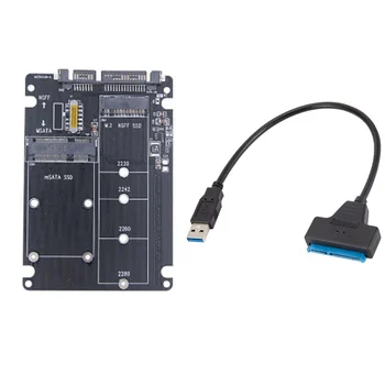 M. 2 NGFF SSD за по-SATA 3,0 Карта Адаптер MSATA SSD за по-SATA 3,0 Странично за Карти 2 в 1 Карта адаптер с кабел USB3.0 Easy Drive