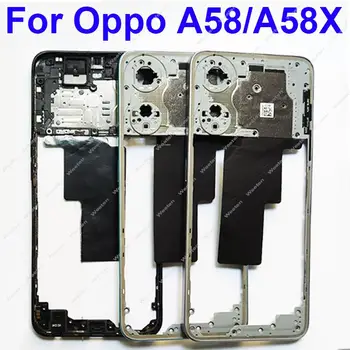 За OPPO A58 A58x 5G, средната капак на корпуса, средната рамка, рамка с подмяна на бутони за регулиране на силата на звука