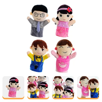 4 бр. семейни ръчни кукли за ролеви игри, детски играчки, плюшени играчки, интерактивни човечета