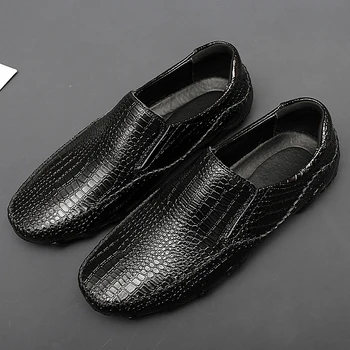 Мъжки ежедневни обувки от висококачествена телешка кожа, Ниски Маратонки с принтом, Лятна Нова Лека Дишаща Удобни Обувки 38-47