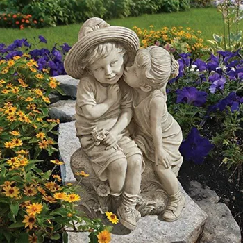 Статуя на седнал момичета и момчета, нови пейки от смола, статуята на детето, юношеское пулсиращо сиво градинска украса, украшение