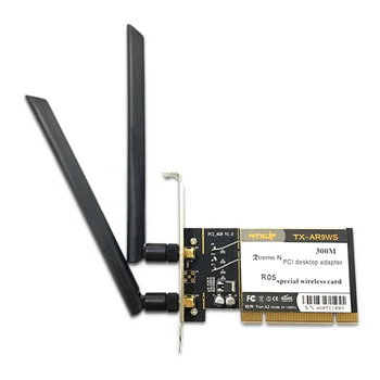 WTXUP Atheros AR9223 PCI 300M 802.11 B/G/N Безжичен Адаптер WiFi за настолни КОМПЮТРИ, Безжична карта на PCI с 2 Антени