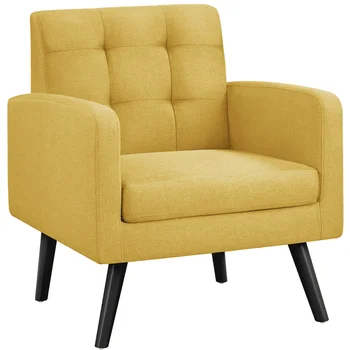 Модерен грива акцентный стол с прическа от каучуково дърво за дневна, жълт