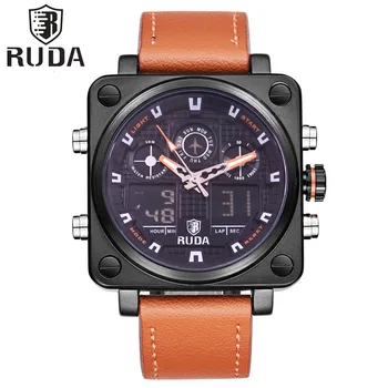 Нов модерен мъжки часовник с квадратен циферблат, каишка от естествена кожа, кварцов часовник, мъжки часовници, водоустойчиви военни ръчен часовник 2023