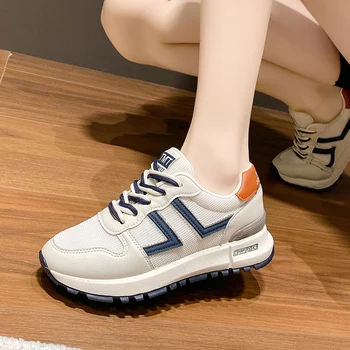 2023 нови обувки, Forrest Gump, дамски дишаща малка бяла обувки на дебела подметка, универсален модерен спортно ежедневни обувки