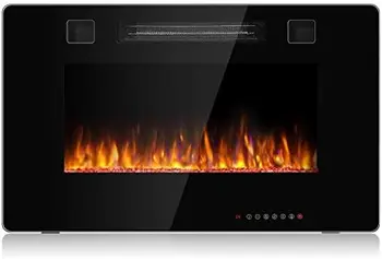 Инча-Вградени камина, - вградени печка с регулируеми цвят и скорост на пламъка, дистанционно управление, сензорен екран, 75