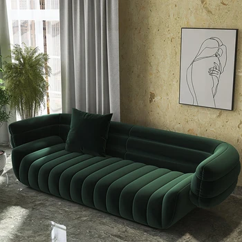 Текстилен диван за хол, скандинавски модерен италиански къща, луксозен диван от масивно дърво, подлакътник, комфортни шезлонги за почивка
