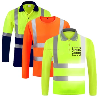 Продажба на едро на OEM-работно облекло с дълъг Ръкав, Бързосъхнеща Защитна Тениска Hi Vis, Отразяващи Работни Строителни Светлоотразителни Риза с къси ръкави