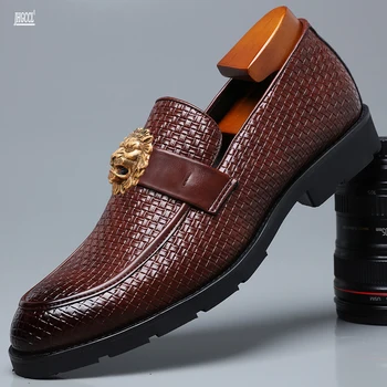 Нови модни мъжки лоферы за партита и сватби ръчно изработени италиански мъжки модел обувки, удобни дишащи мъжки обувки, голям размер A1