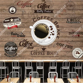 Обичай дървени кафе тапети Индустриални и декоративни стенописи Кафенета, ресторант и кафене Фон Тапети Papel Tapiz