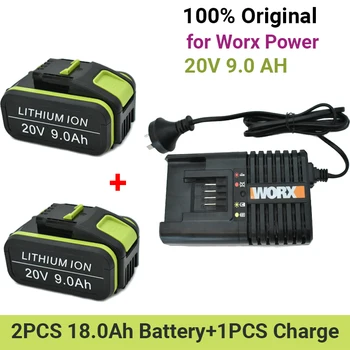 Подмяна на WORX 20V 9Ah акумулаторна литиево-йонна батерия за електрически инструменти WA3551 WA3553 WX390 WX176 WX178 WX386 WX678 със зарядно устройство