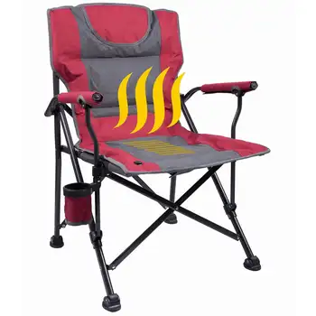 Луксозен преносим походный стол с топъл червен /сив - отлично подходящ за къмпинг, спорт и плажа