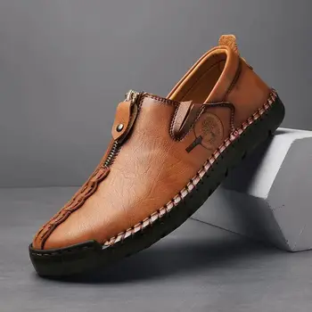 Нова мъжки обувки от естествена кожа, размер 38-48, мека, устойчива на плъзгане обувки за шофиране, мъжки пролетни бизнес модела обувки