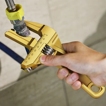 Регулируема голям ключ с отворен край, за самостоятелна водопроводна тръба с къса дръжка универсален ключ Многофункционални инструменти за ремонт на дома