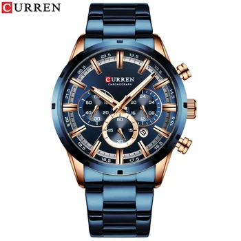 Curren Нов мъжки часовник 8355, водоустойчиви кристални, с шестиконтактным календар, със стоманена каишка, бизнес мъжки часовник