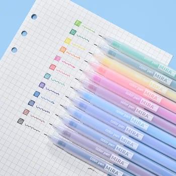 12 цвята, дръжка цвят карамел, 12 цветни гелевых писалки, комплект химикалки 0,5 мм, моющаяся дръжка, японски стационарни ученически пособия