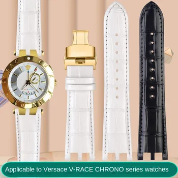 Подходящ за каишка за серия Versace V-RACECHRONO GMT с двойно вдлъбнати, изпъкнали интерфейс, силикон кожена каишка за часовник за мъже