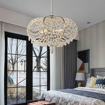 Кристални висящи лампи в американски стил Кънтри, Френски луксозни сребърни висящи осветителни тела, осветителни тела за спалнята, трапезарията, хола