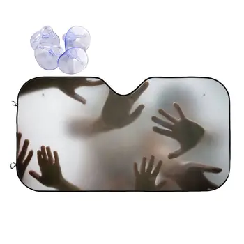 Призрачни ръце Сгъваема сенника на Предното стъкло 70x130 см Хелоуин Ужас Фолио козирка Леден щит за Защита от прах