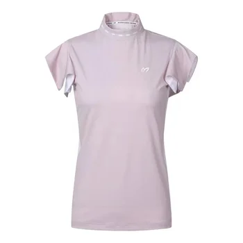 Жените риза за голф, без ръкави, лятна дамска тениска с къс ръкав и ръкавели с рюшами, дизайнерски бързо съхнещи спортни слънчеви върхове за голф с кръгло деколте