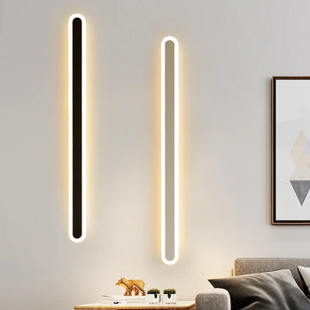Модерен, скандинавски минималистичен малка странична лампа за спални, декорация на хола, дълга ивица, монтиран на стената лампа за дома вътрешно осветление, линейна лампа