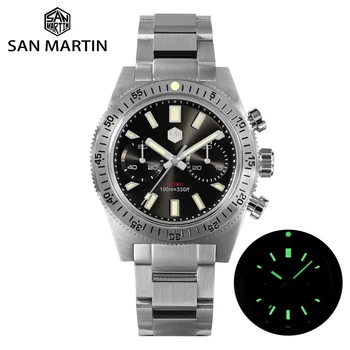 San Martin 2023 Модерен мъжки часовник с хронограф ST1901, ръчни механични, 40 мм, с луксозни сапфировые, 10 бара, светещи
