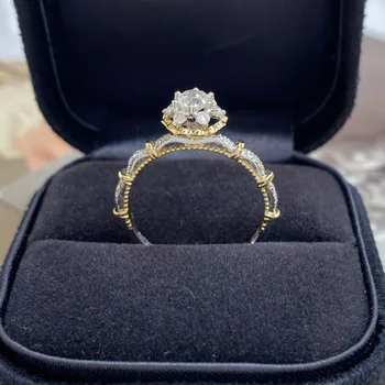 Сватбени пръстени с цветя UBESTNICE, вече жълто и бяло злато 18 Карата, AU750, букет на булката, диамантен пръстен за жени, подаръци украса за парти
